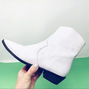 NEW Free People Cowboy Ankle Boots White Snake 7.5